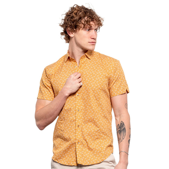Paisley Gold Short Sleeve Shirt Short Sleeve Eight-X YELLOW S
