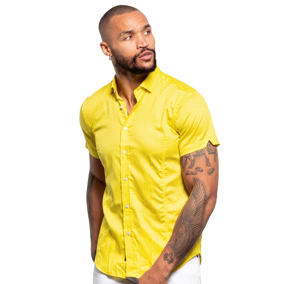 Lemon Polka Dot Short Sleeve Shirt Short Sleeve Eight-X YELLOW S