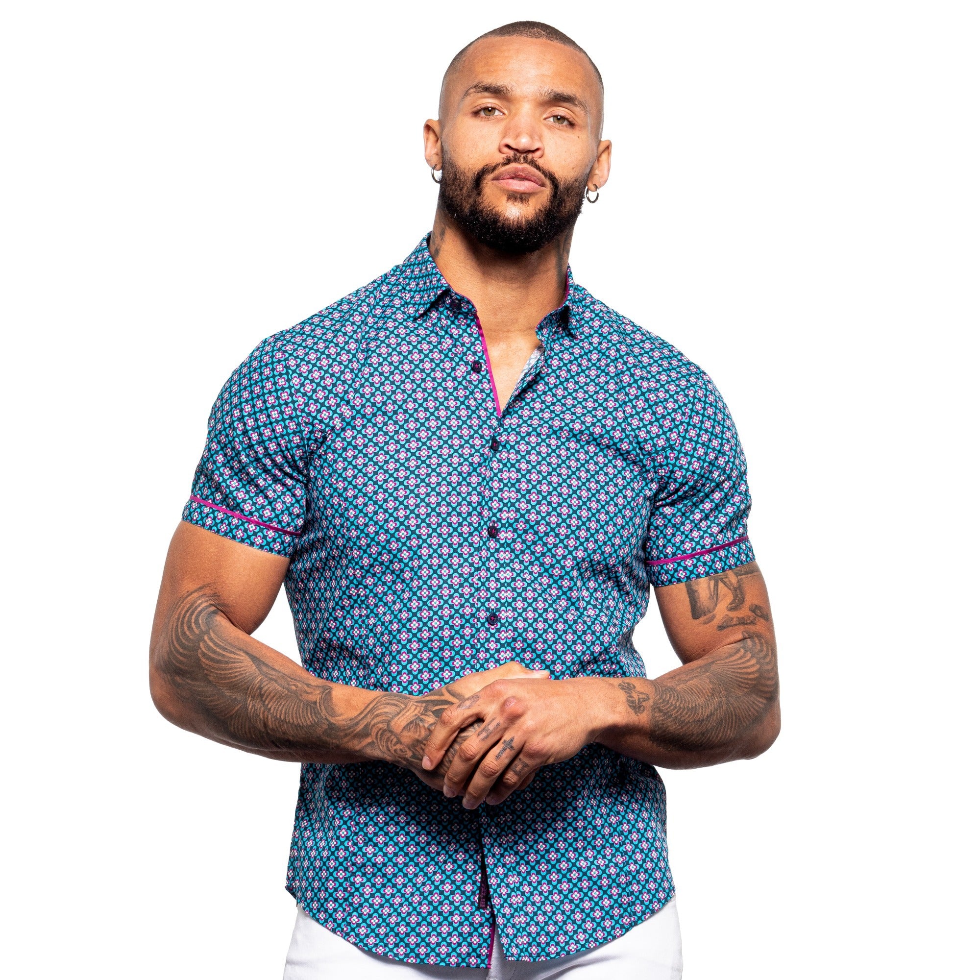 Beverly Hills Floral Short Sleeve Shirt Short Sleeve Eight-X NAVY S