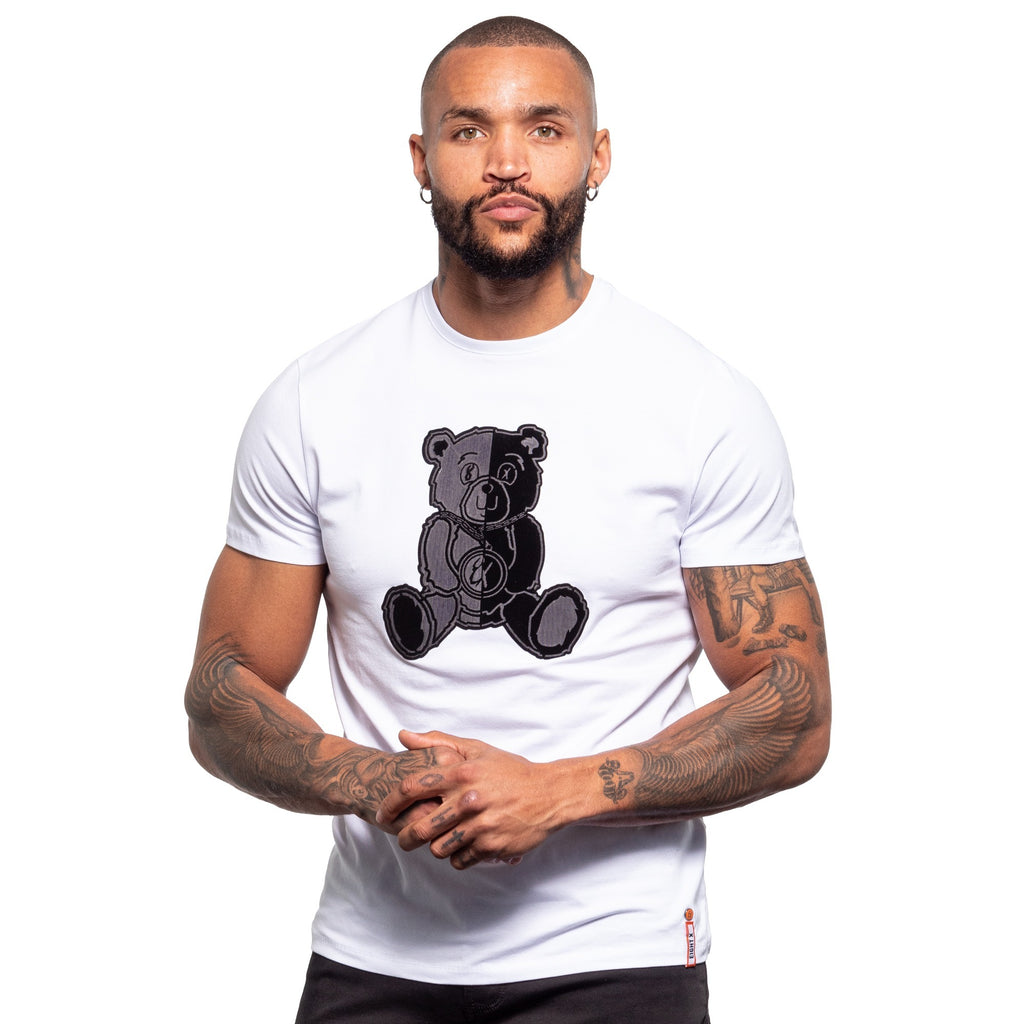 Big Fuzzy Bear Graphic T-Shirt - White Graphic T-Shirts Eight-X   