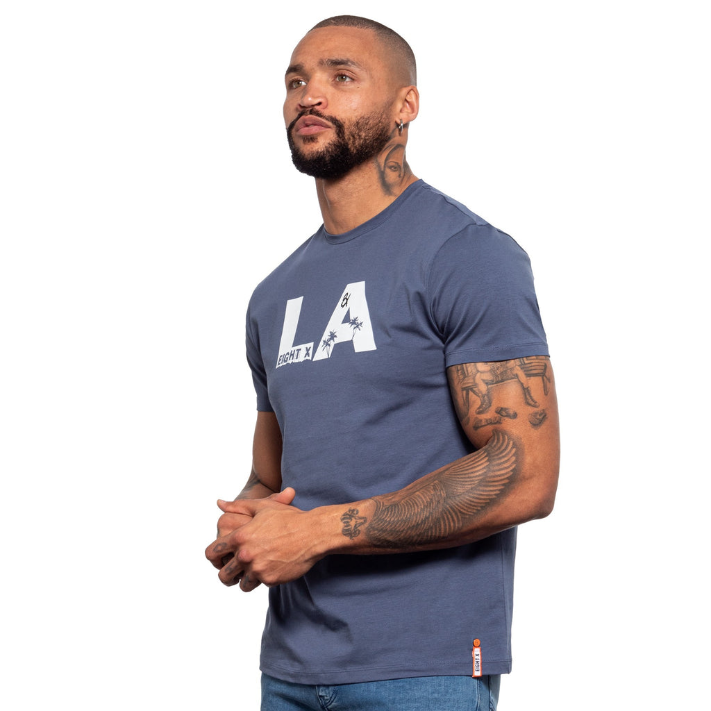 A Day in LA Graphic T-Shirt - Blue Graphic T-Shirts Eight-X   