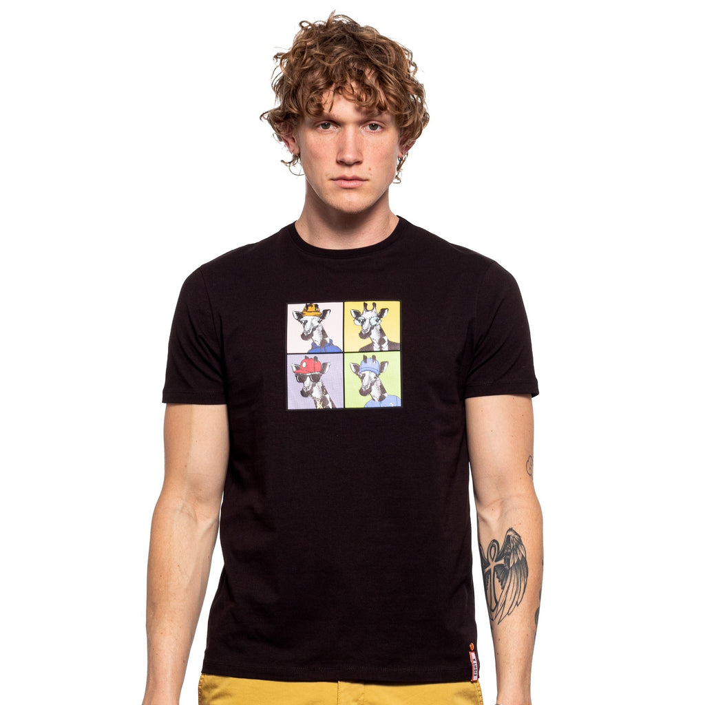 The Four Giraffes Graphic T-Shirt - Black  Eight-X   