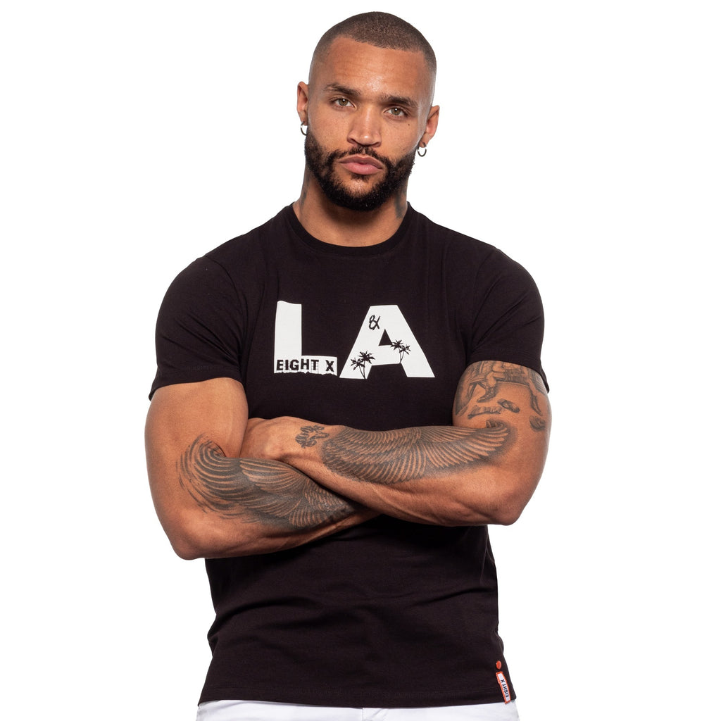 A Day in LA Graphic T-Shirt - Black Graphic T-Shirts Eight-X   