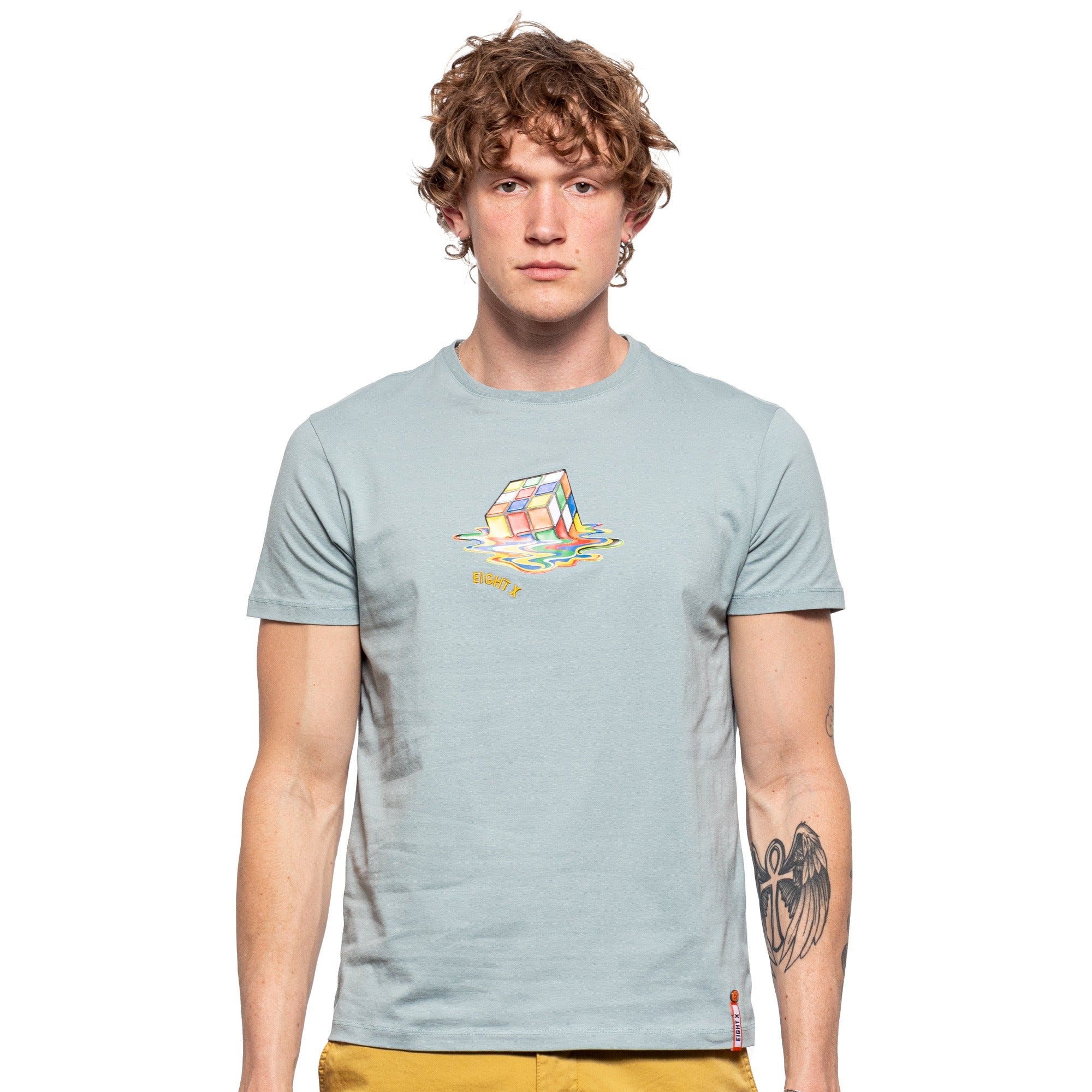 Cubed Graphic T Shirt Sage Green Eight X