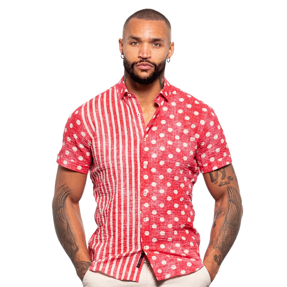 Two Ways Seersucker Short Sleeve Shirt