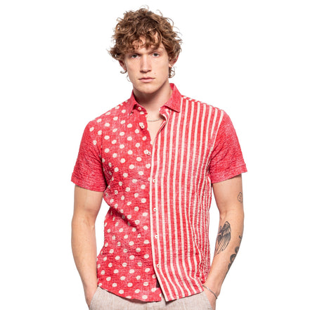 State of the Union Seersucker Short Sleeve Shirt - Red  Eight-X   