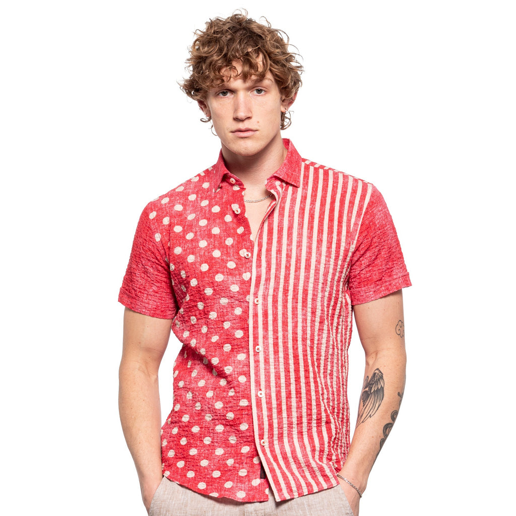 State of the Union Seersucker Short Sleeve Shirt - Red  Eight-X   