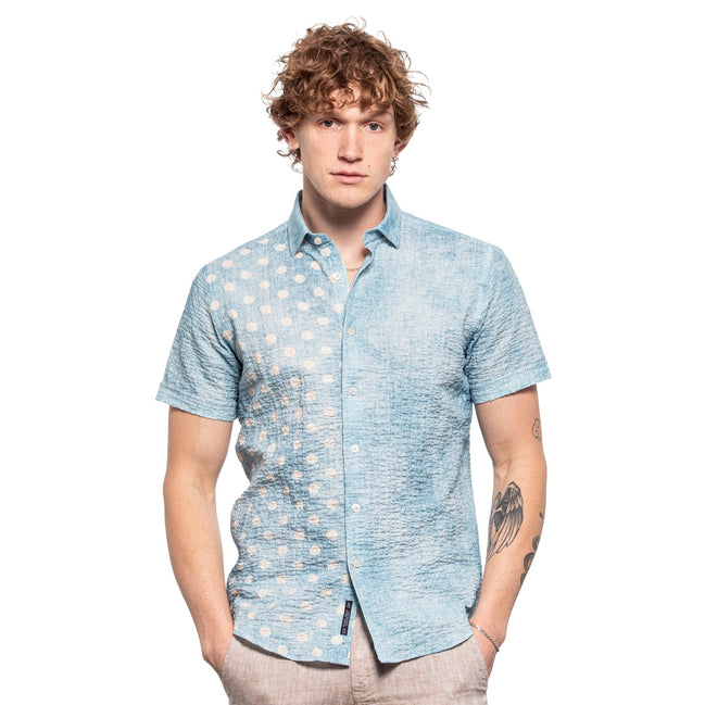 Disappearing Act Seersucker Short Sleeve Shirt - Blue Short Sleeve Eight-X BLUE S
