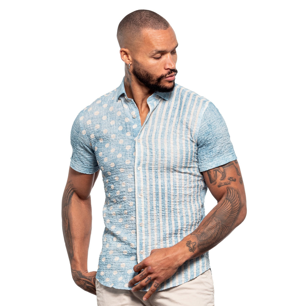 State of the Union Seersucker Short Sleeve Shirt - Blue  Eight-X   