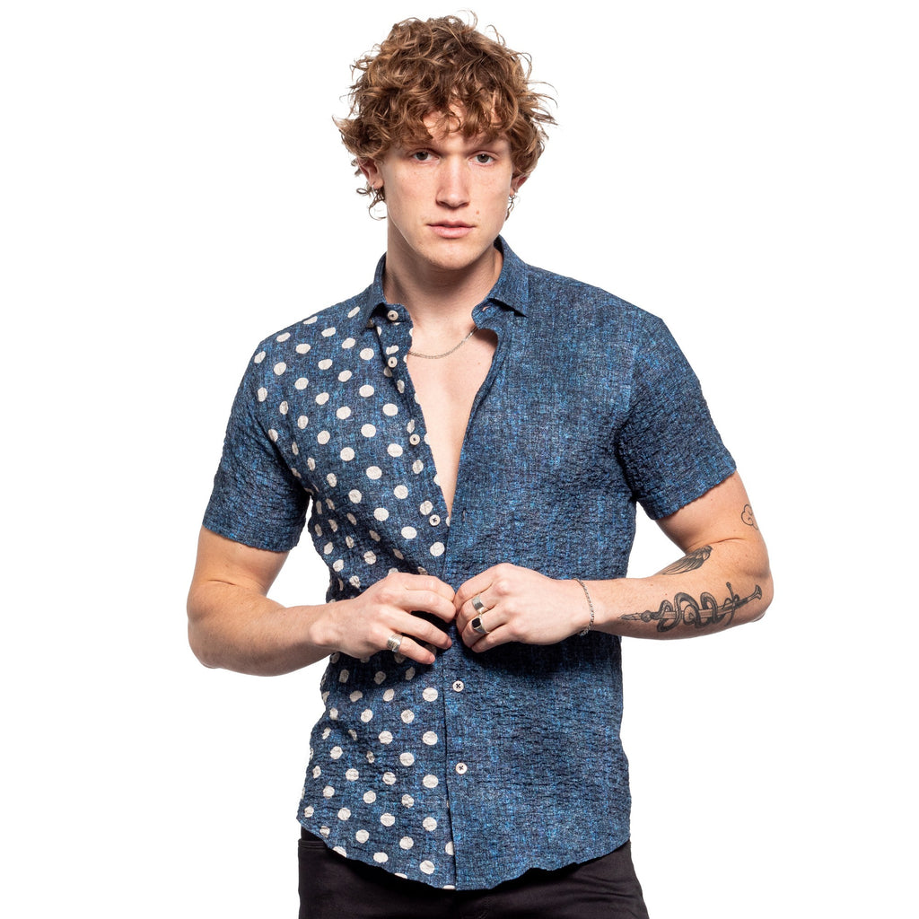 Disappearing Act Seersucker Short Sleeve Shirt - Navy  Eight-X   