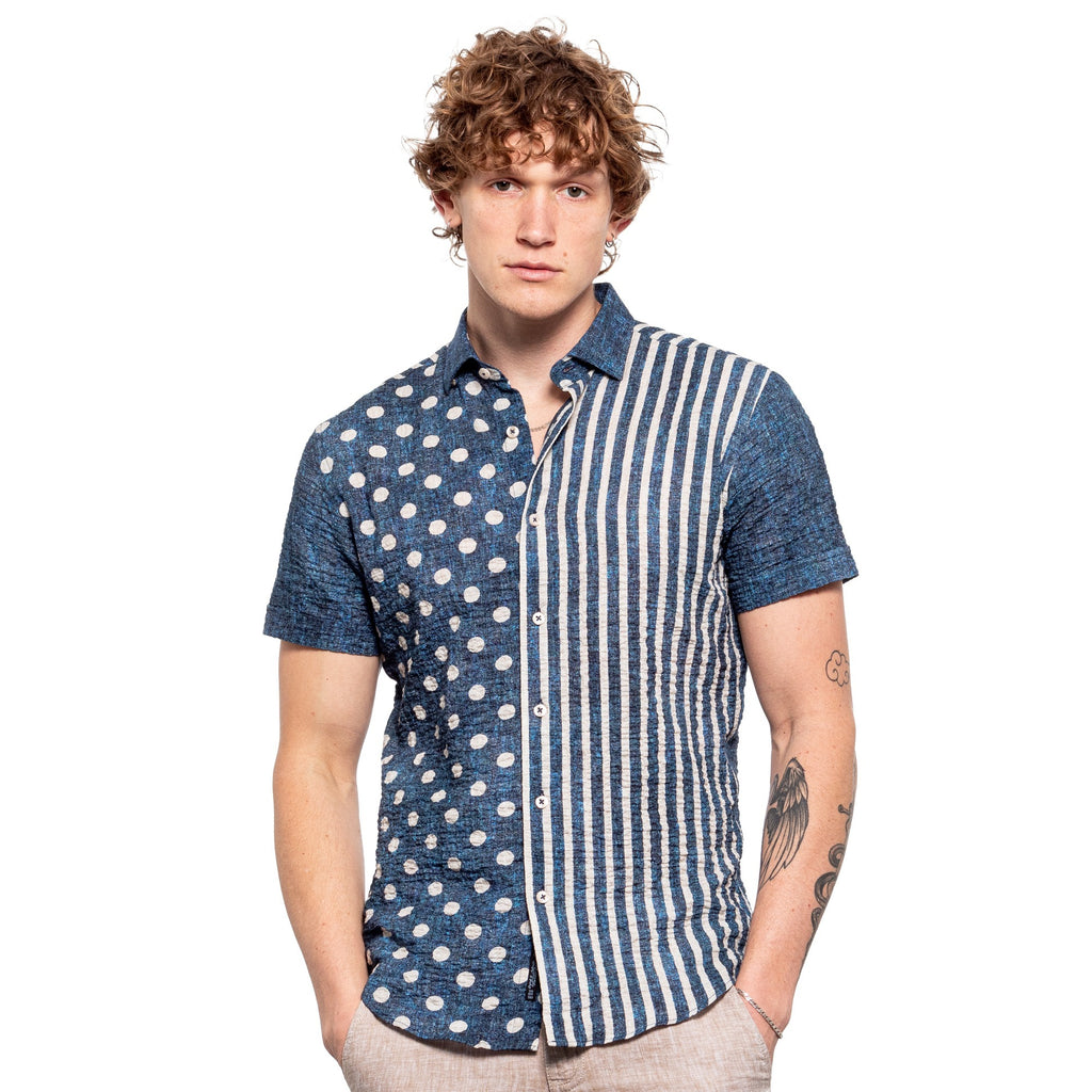 State of the Union Seersucker Short Sleeve Shirt - Navy  Eight-X   