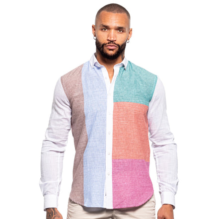 Color Block Button Down Shirt Button Down Shirts Eight-X MULTI S
