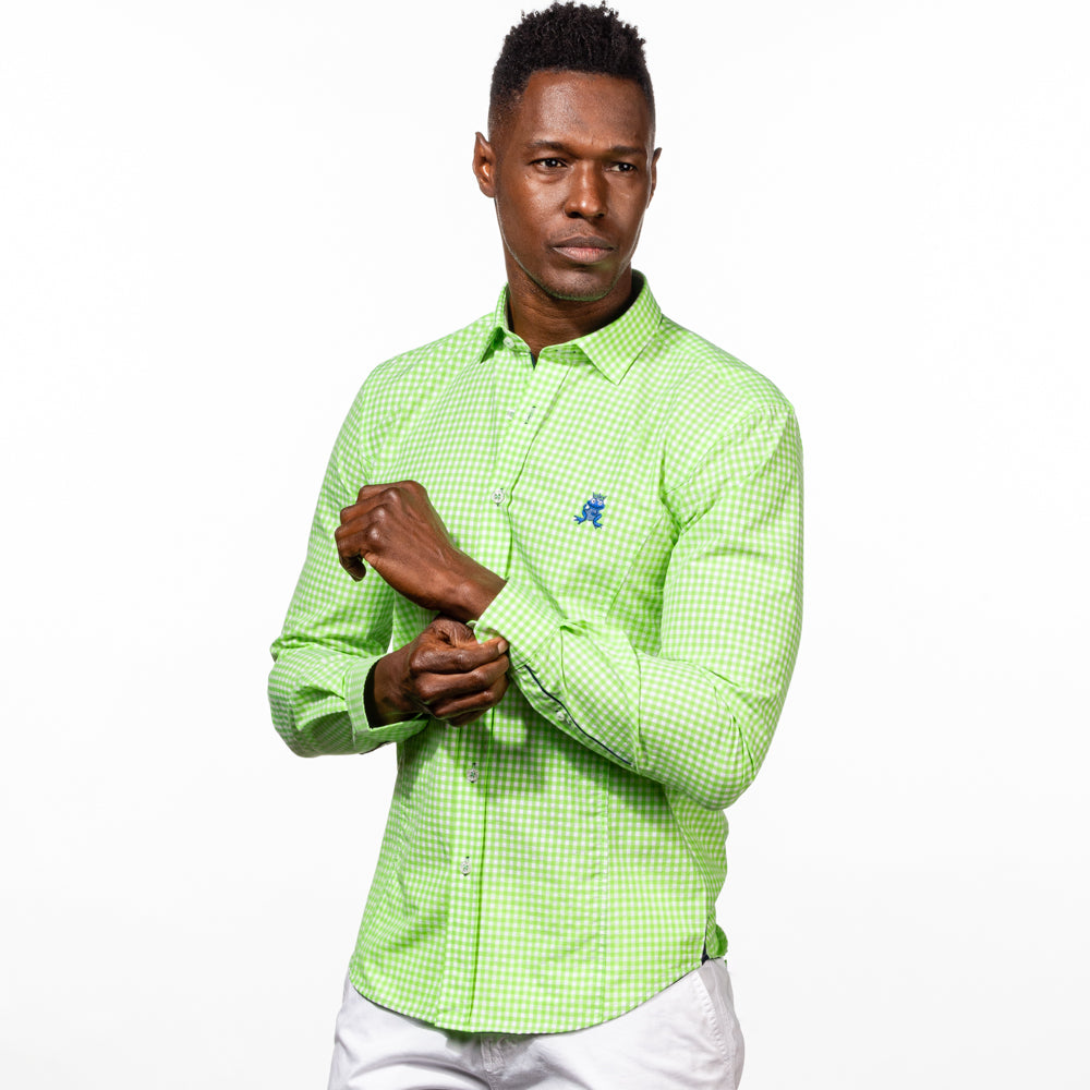 Julian - Green Button Down Shirt Long Sleeve Button Down EightX   