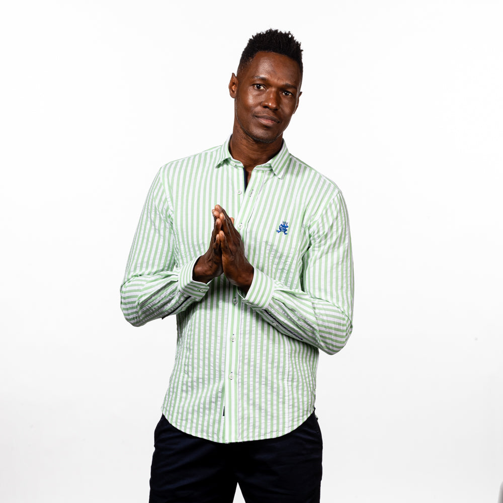 Ivan - Green Button Down Shirt Long Sleeve Button Down EightX   