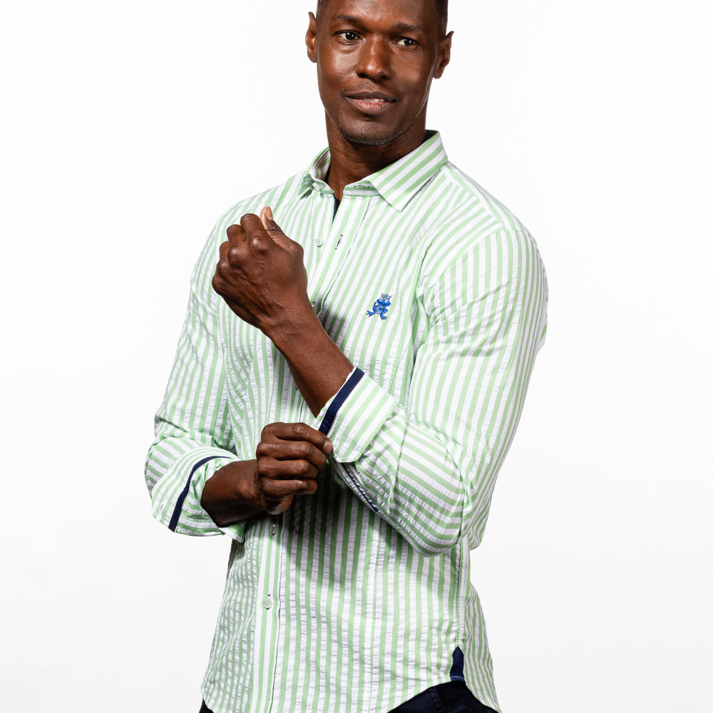 Ivan - Green Button Down Shirt Long Sleeve Button Down EightX   