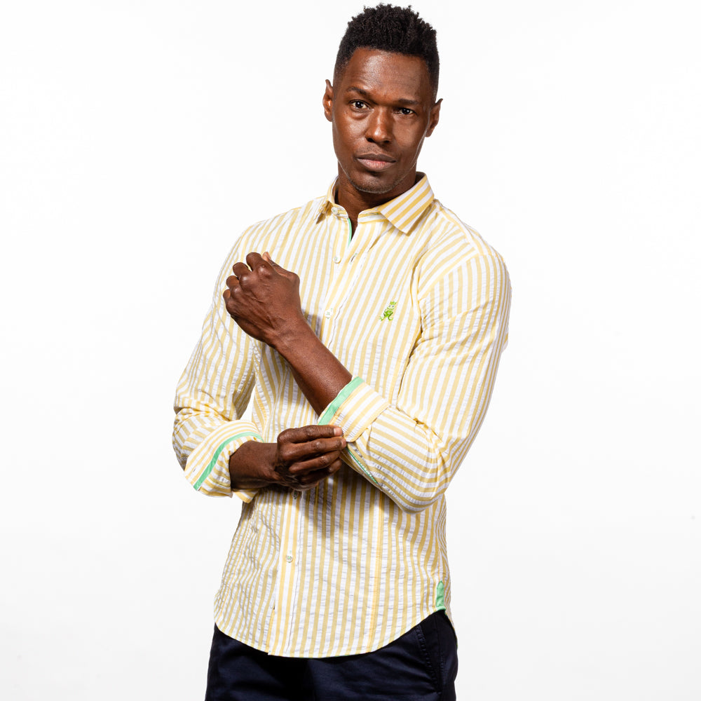 Ivan - Yellow Button Down Shirt Long Sleeve Button Down EightX   