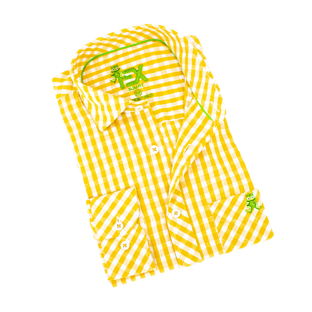 Harvard Yard FROG Linen Shirt - Yellow Long Sleeve Button Down EightX   
