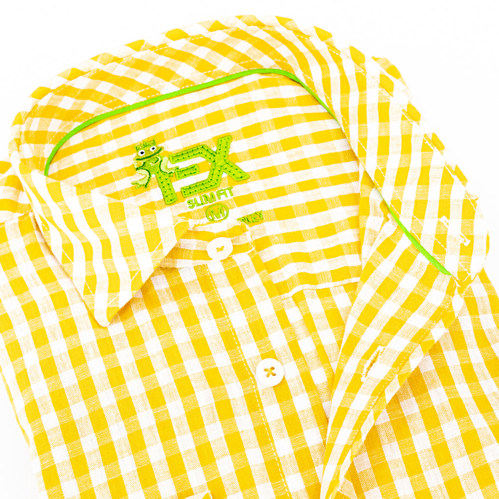 Harvard Yard FROG Linen Shirt - Yellow Long Sleeve Button Down EightX   