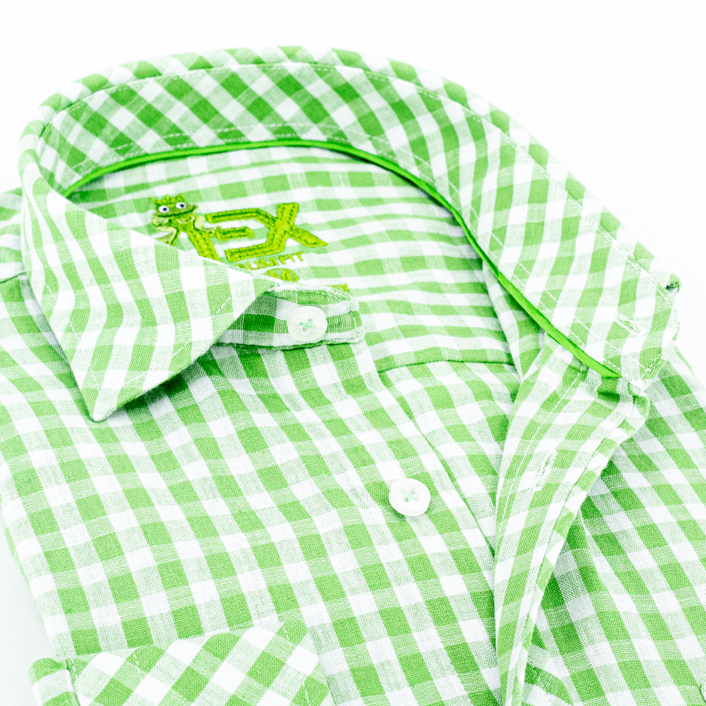 Harvard Yard FROG Linen Shirt - Green Long Sleeve Button Down EightX   