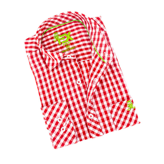 Harvard Yard FROG Linen Shirt - Crimson Red Shirts EightX