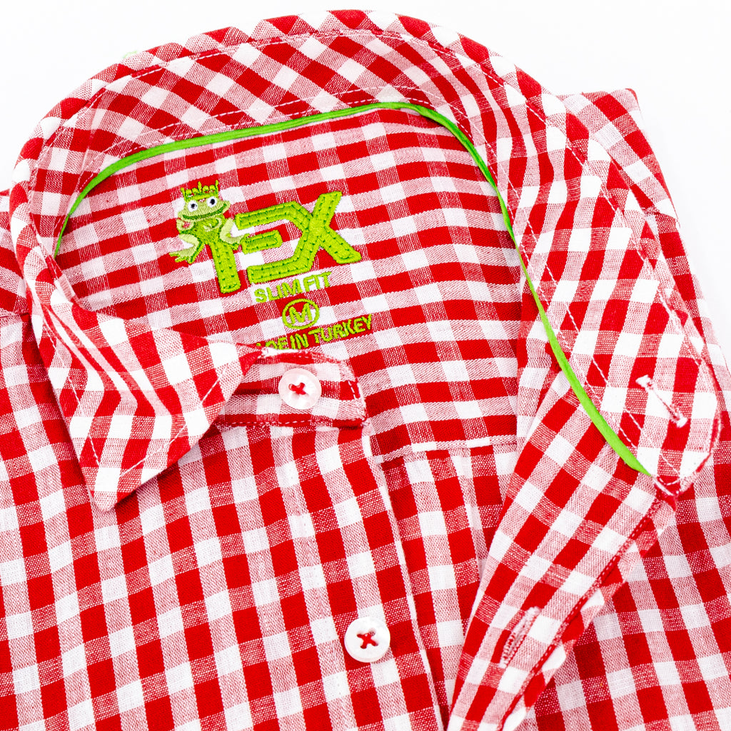 Harvard Yard FROG Linen Shirt - Crimson Red Long Sleeve Button Down EightX   