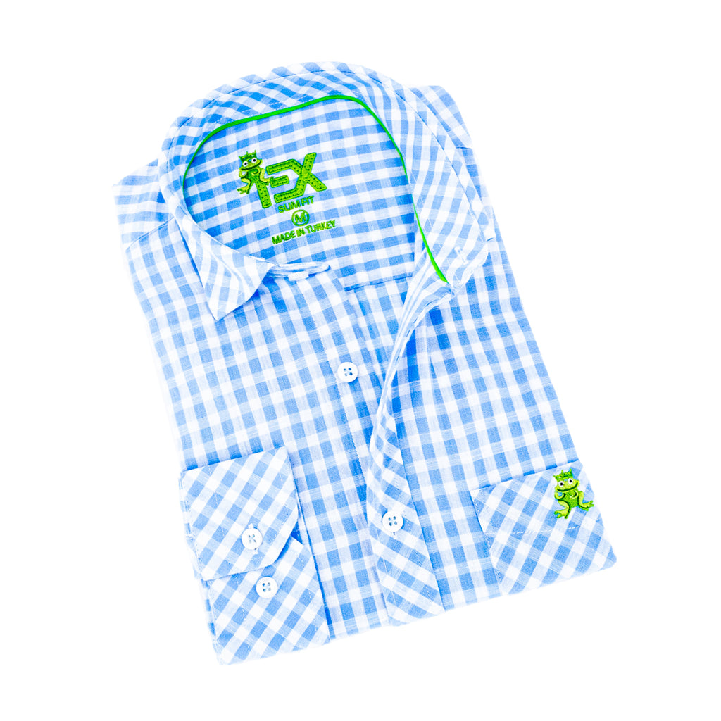 Harvard Yard FROG Linen Shirt - Light Blue Long Sleeve Button Down EightX   