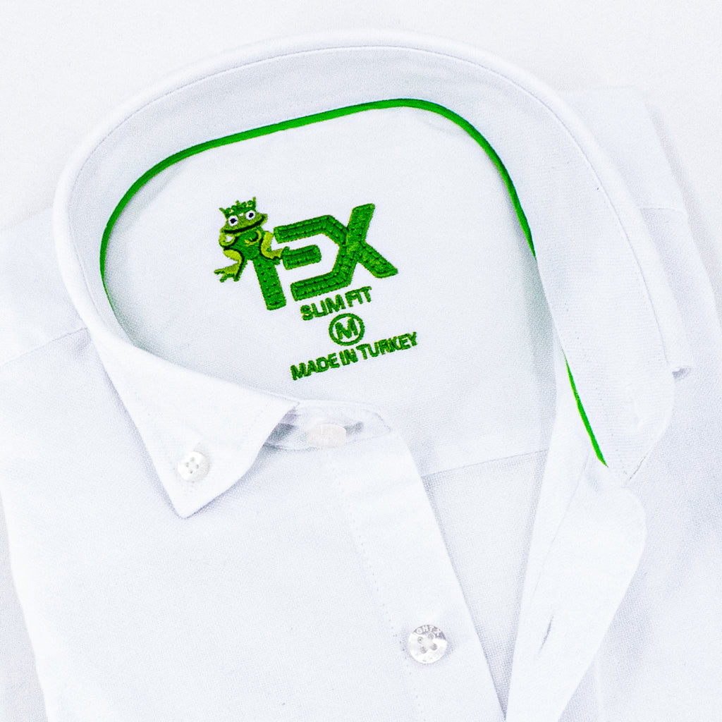 Oxford FROG Button Down Shirt - White Long Sleeve Button Down EightX   
