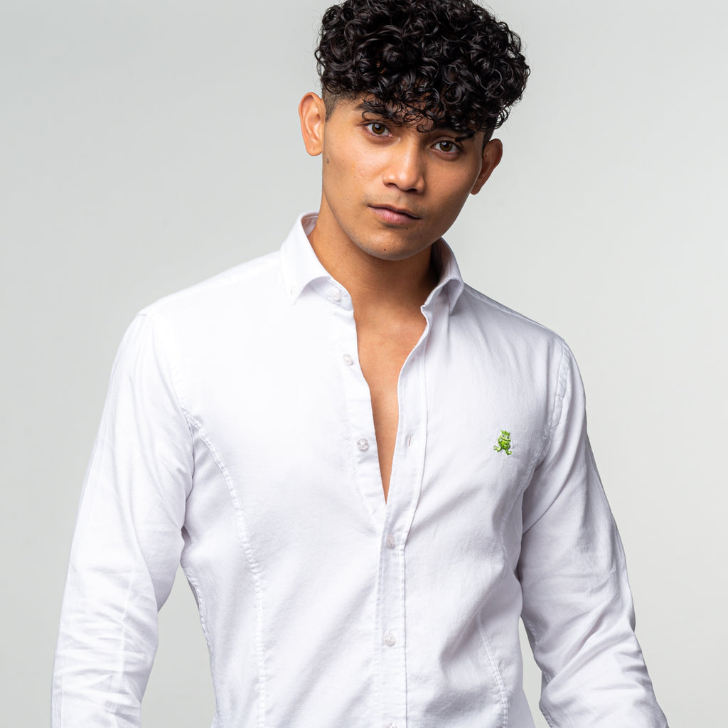 Oxford FROG Button Down Shirt - White Long Sleeve Button Down EightX   