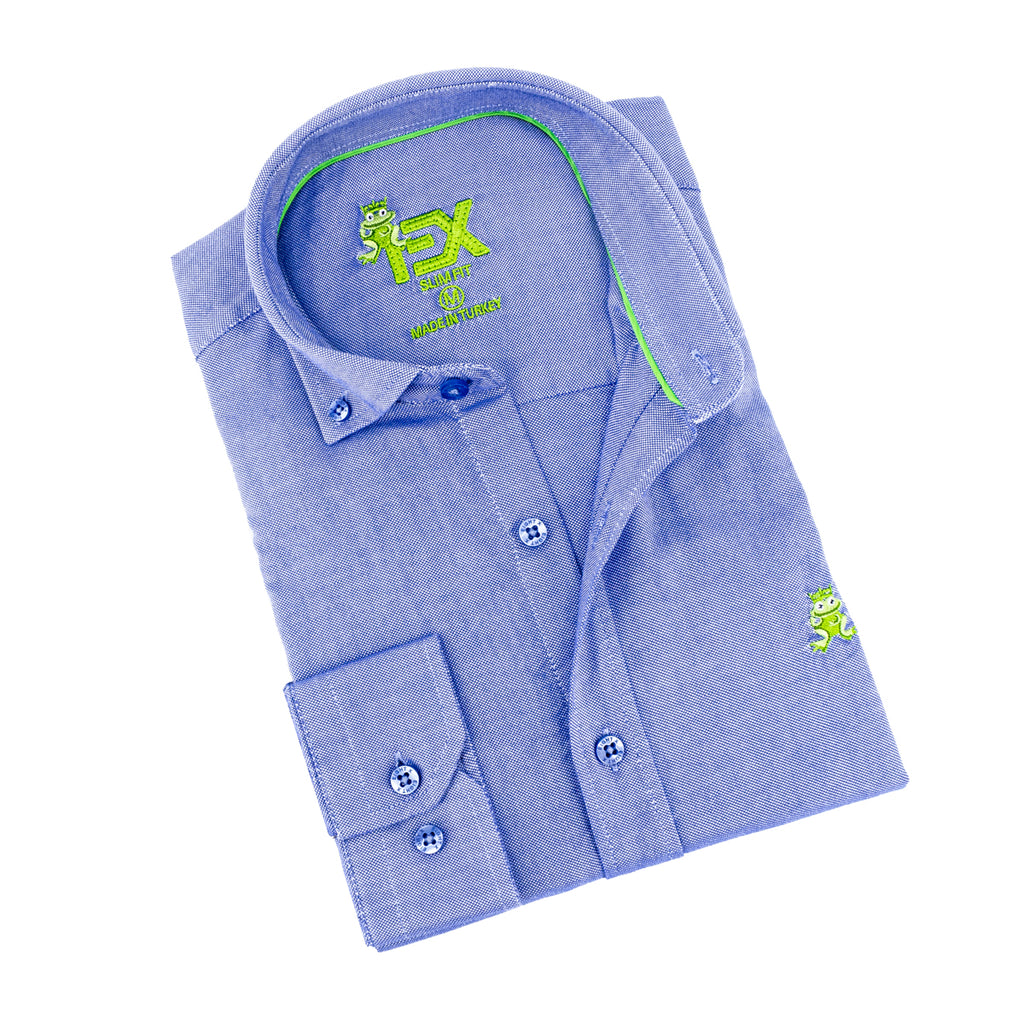 Oxford FROG Button Down Shirt - Blue Long Sleeve Button Down EightX   