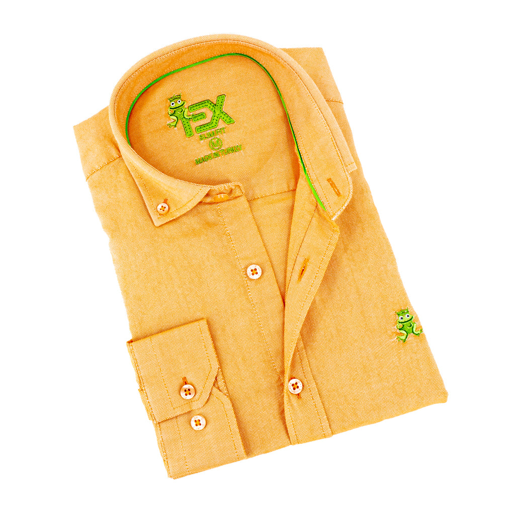 Oxford FROG Button Down Shirt - Orange Long Sleeve Button Down EightX   