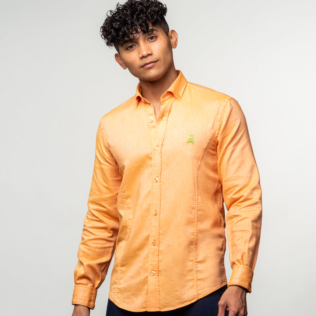 Oxford FROG Button Down Shirt - Orange Long Sleeve Button Down EightX   