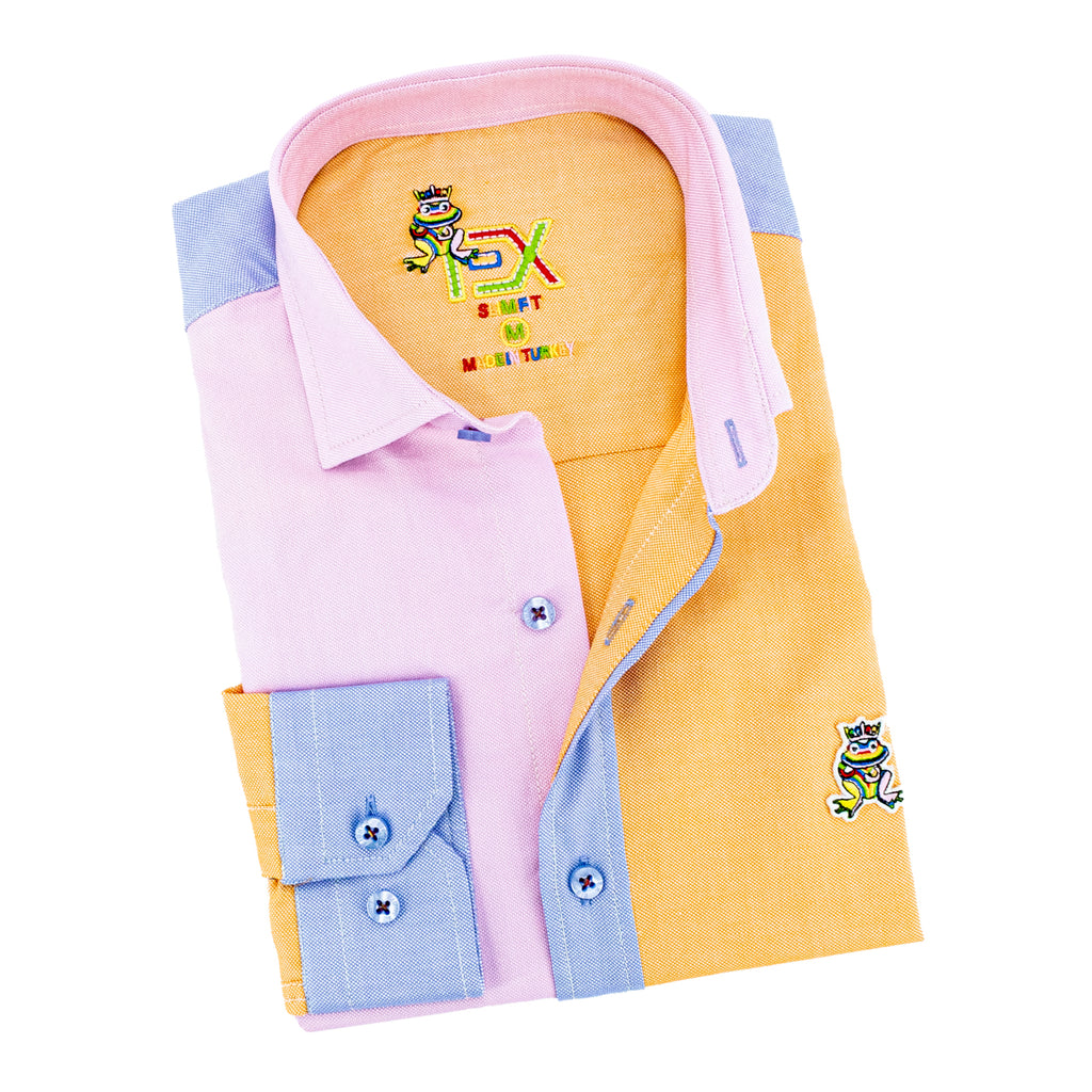 Color Block Oxford FROG Button Down Shirt - Santiago Long Sleeve Button Down EightX   
