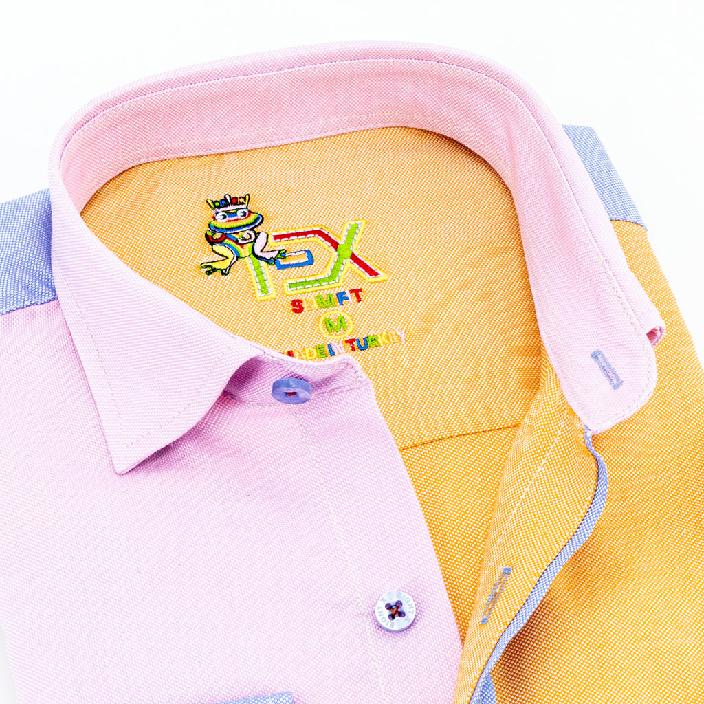 Color Block Oxford FROG Button Down Shirt - Santiago Long Sleeve Button Down EightX   
