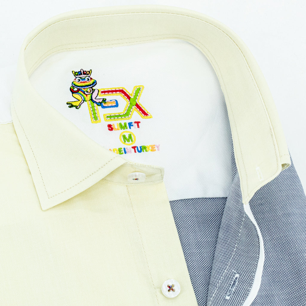 Color Block Oxford FROG Button Down Shirt - Bermuda Long Sleeve Button Down EightX   