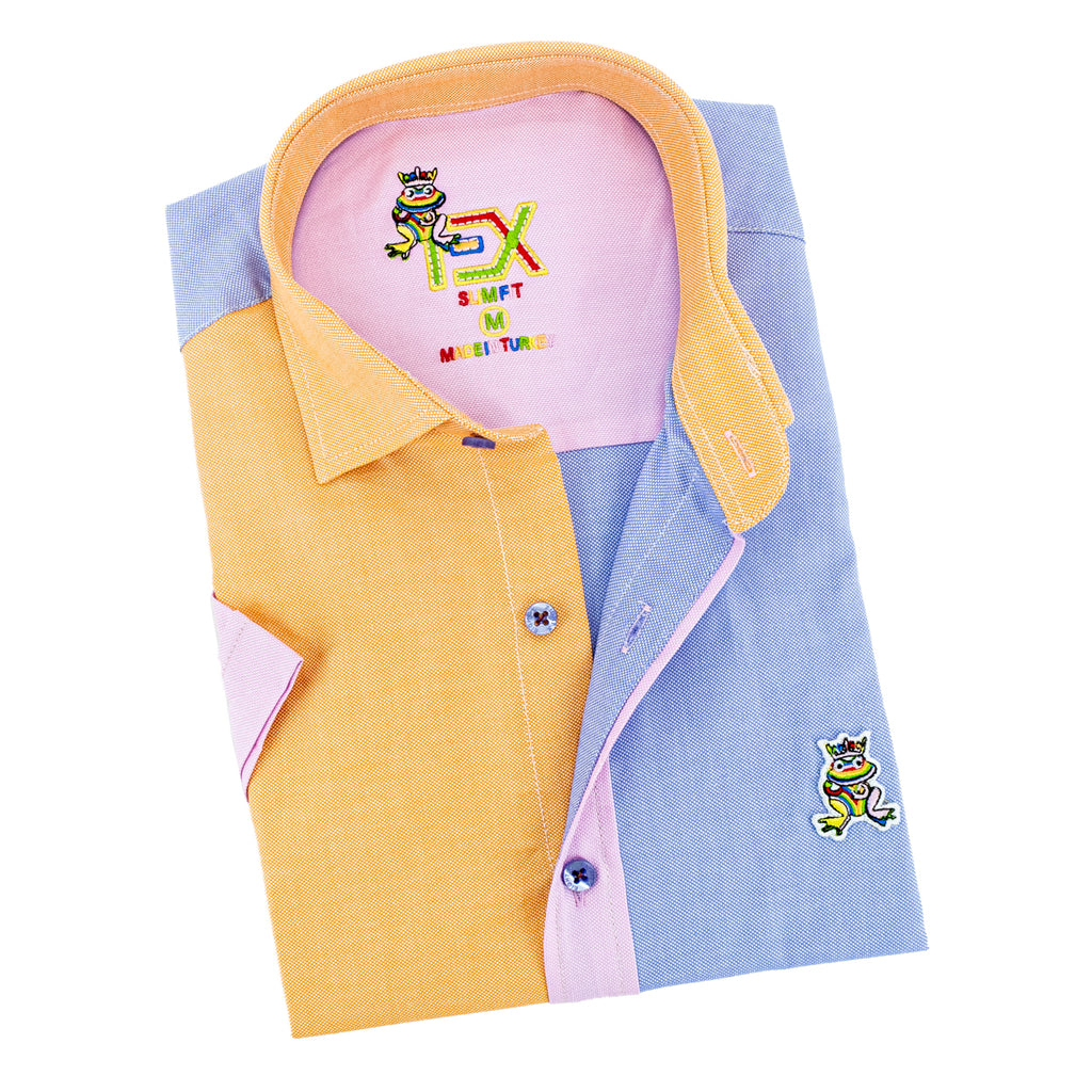 Color Block Oxford FROG Short Sleeve Button Down Shirt - Punta Cana Short Sleeve Button Down EightX   