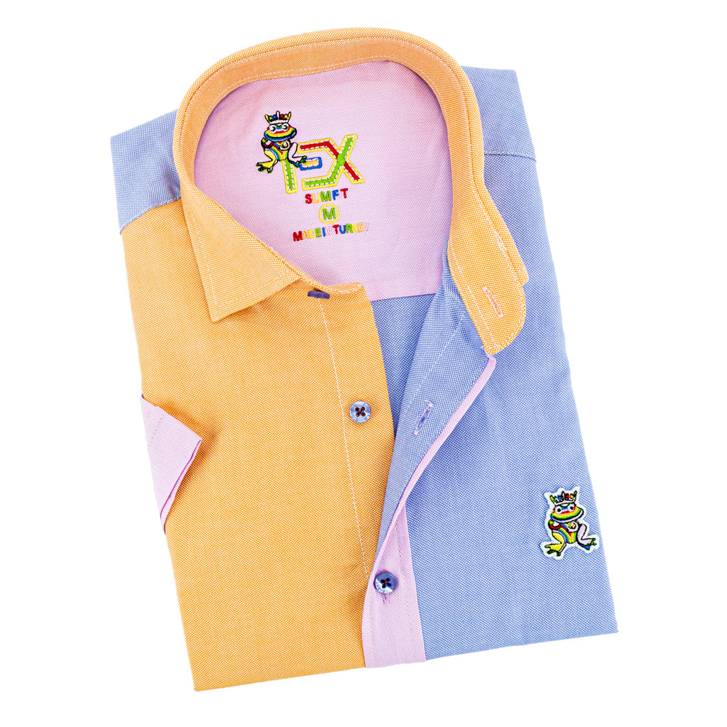 Color Block Oxford FROG Short Sleeve Button Down Shirt - Punta Cana Short Sleeve Button Down EightX   