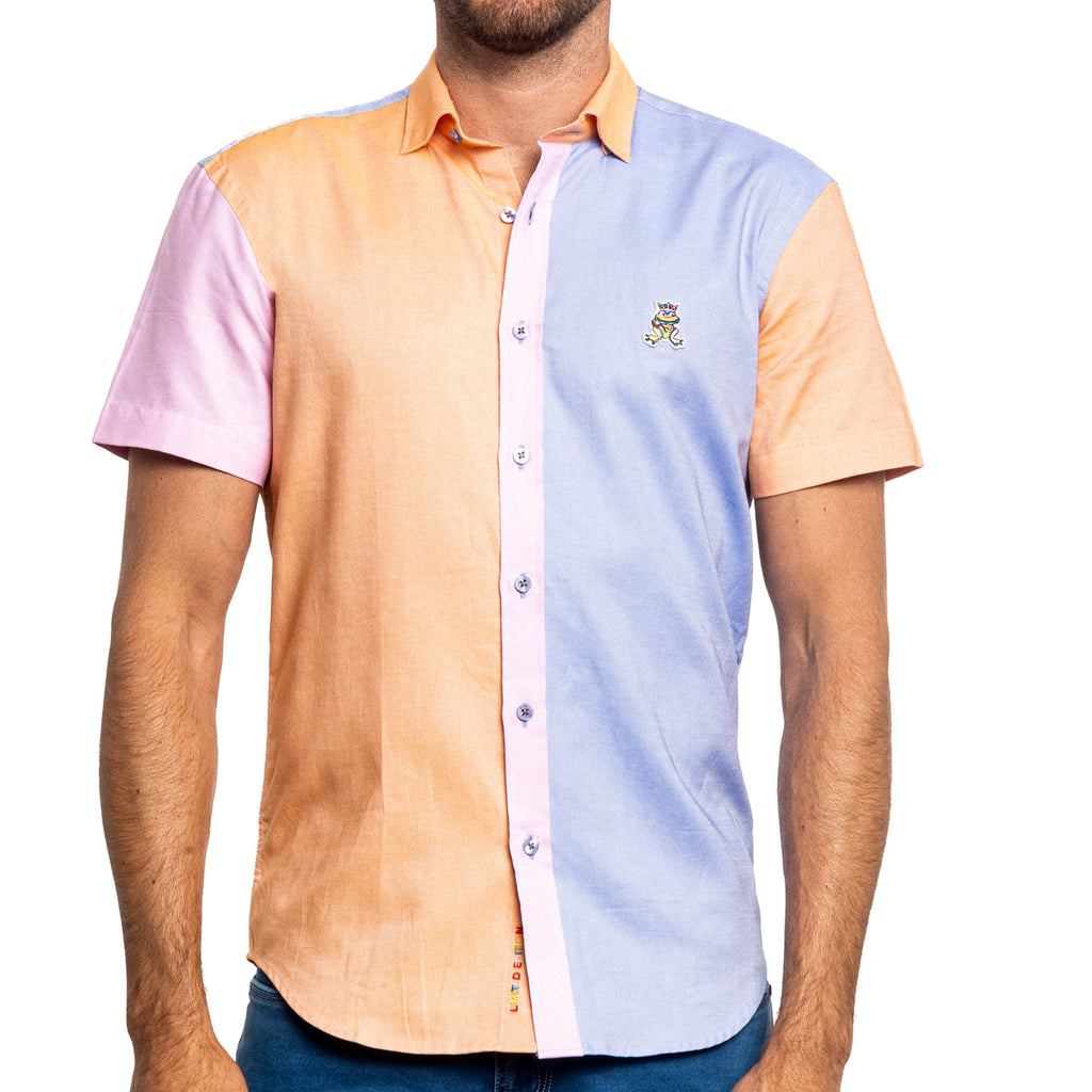 Color Block Oxford FROG Short Sleeve Button Down Shirt - Punta Cana Short Sleeve Button Down EightX   