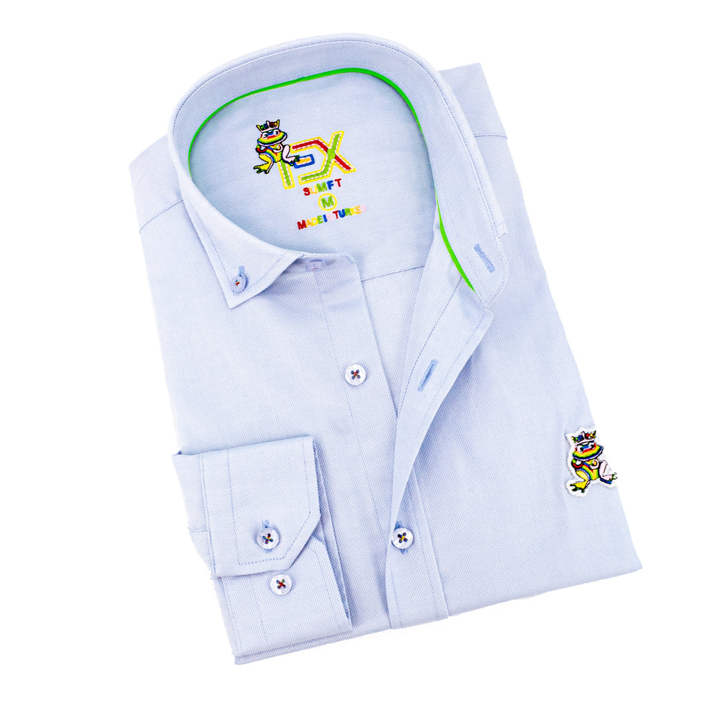 Colores Edition Oxford FROG Shirt - Blue Long Sleeve Button Down EightX   