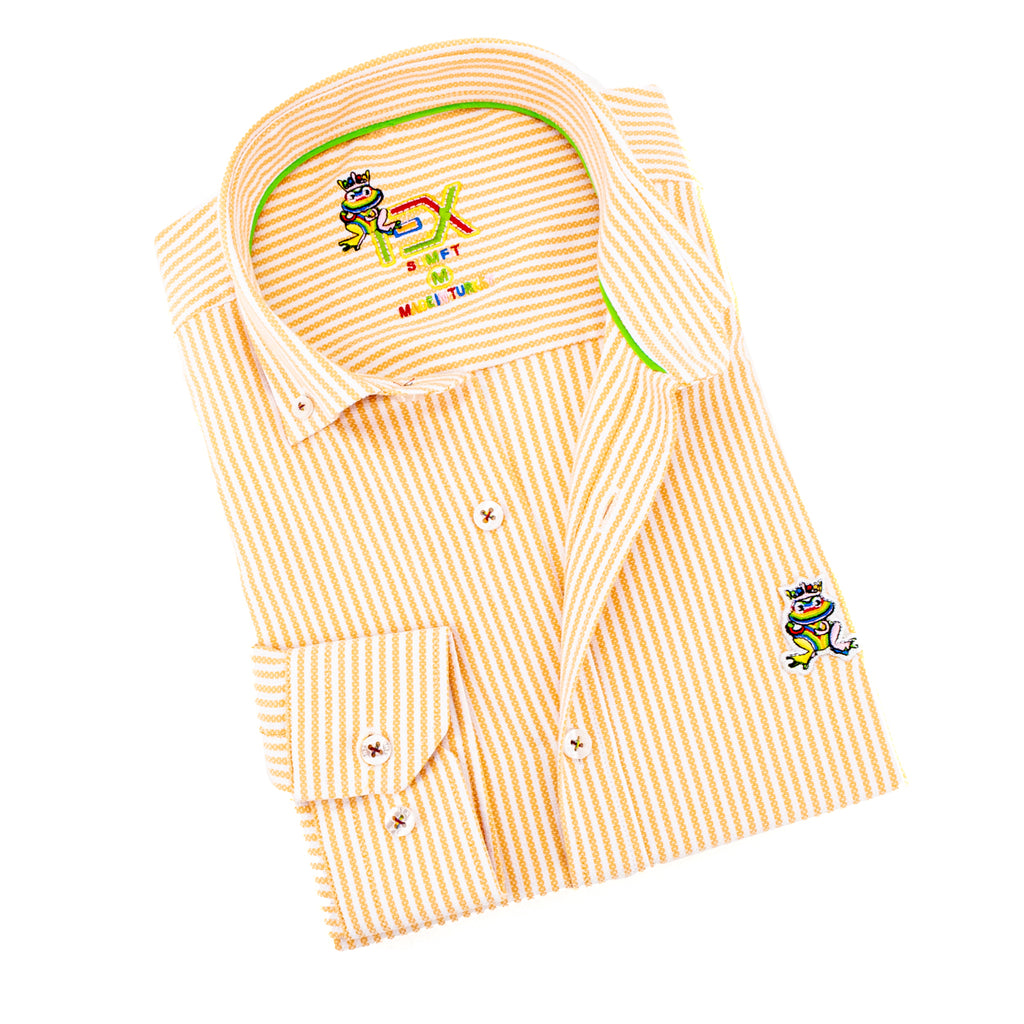 The Softest Stripe - Colores Edition FROG Shirt - Sunnyside Orange Long Sleeve Button Down EightX   
