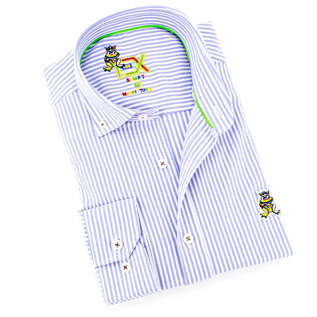 The Softest Stripe - Colores Edition FROG Shirt - Dusk Blue Long Sleeve Button Down EightX   