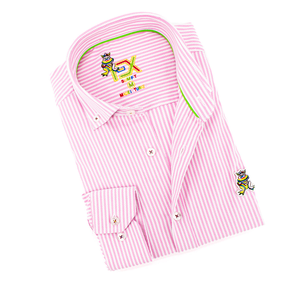 The Softest Stripe - Colores Edition FROG Shirt - Pink Long Sleeve Button Down EightX   