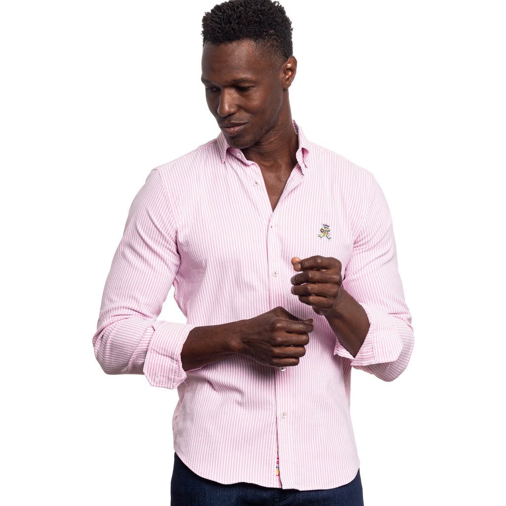 The Softest Stripe - Colores Edition FROG Shirt - Pink Long Sleeve Button Down EightX   