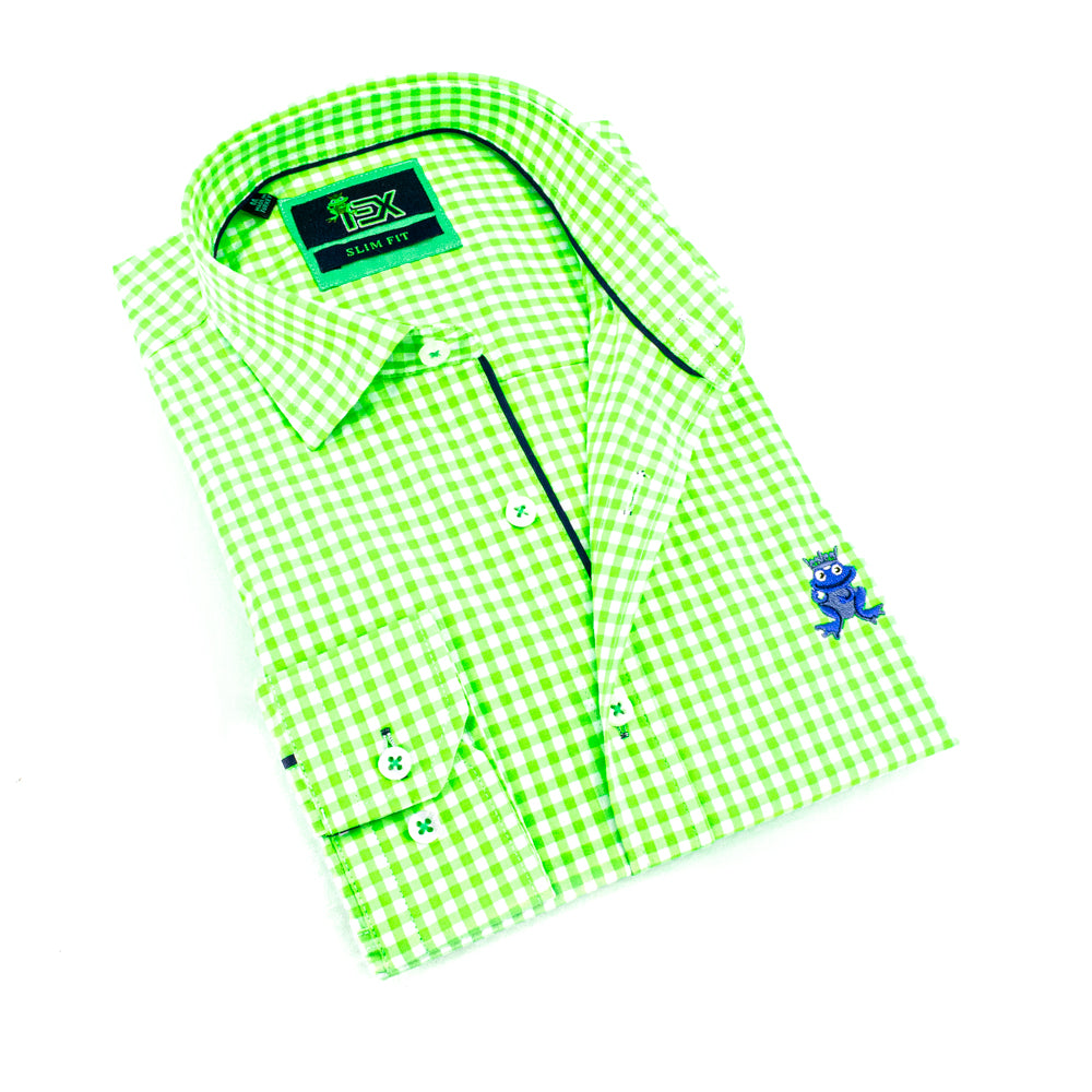 Julian - Green Button Down Shirt Long Sleeve Button Down EightX   