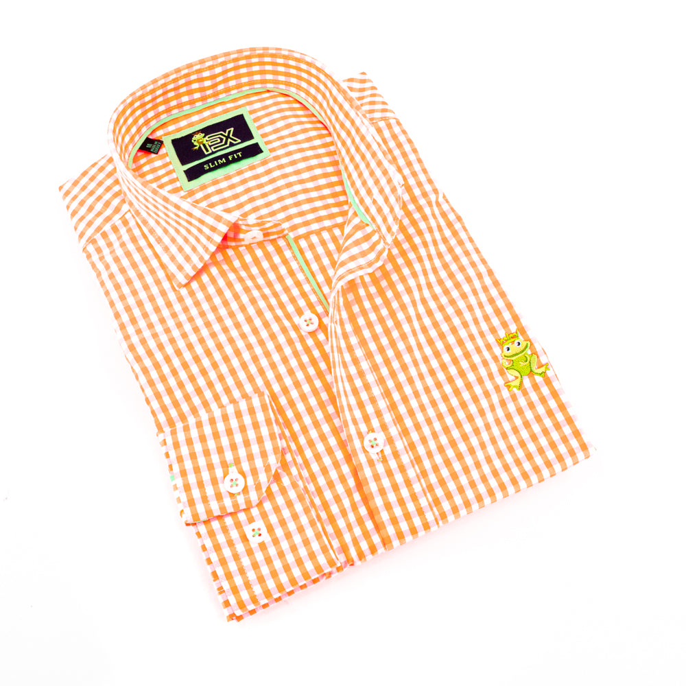 Julian - Orange/Pink Button Down Shirt Long Sleeve Button Down EightX   