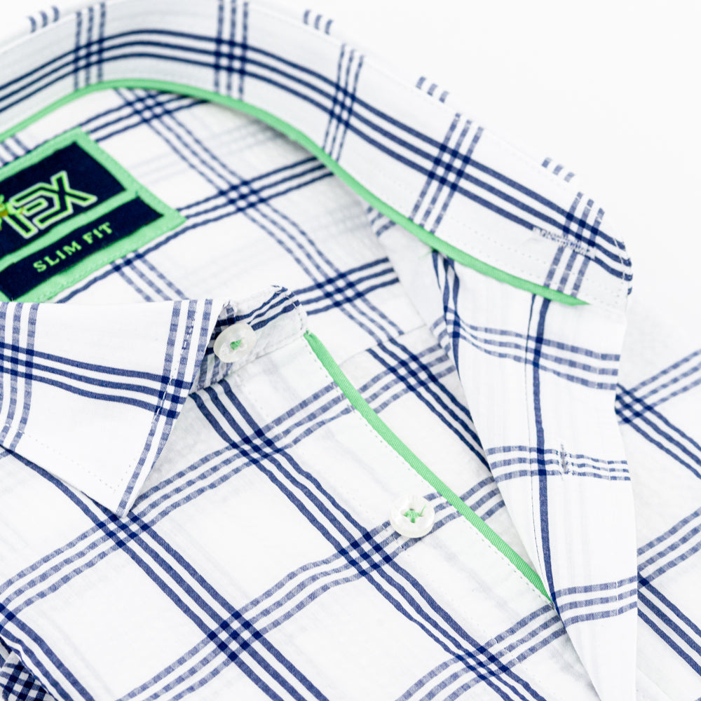 Lucas Frog Seersucker Short Sleeve Shirt - White Short Sleeve Button Down EightX   
