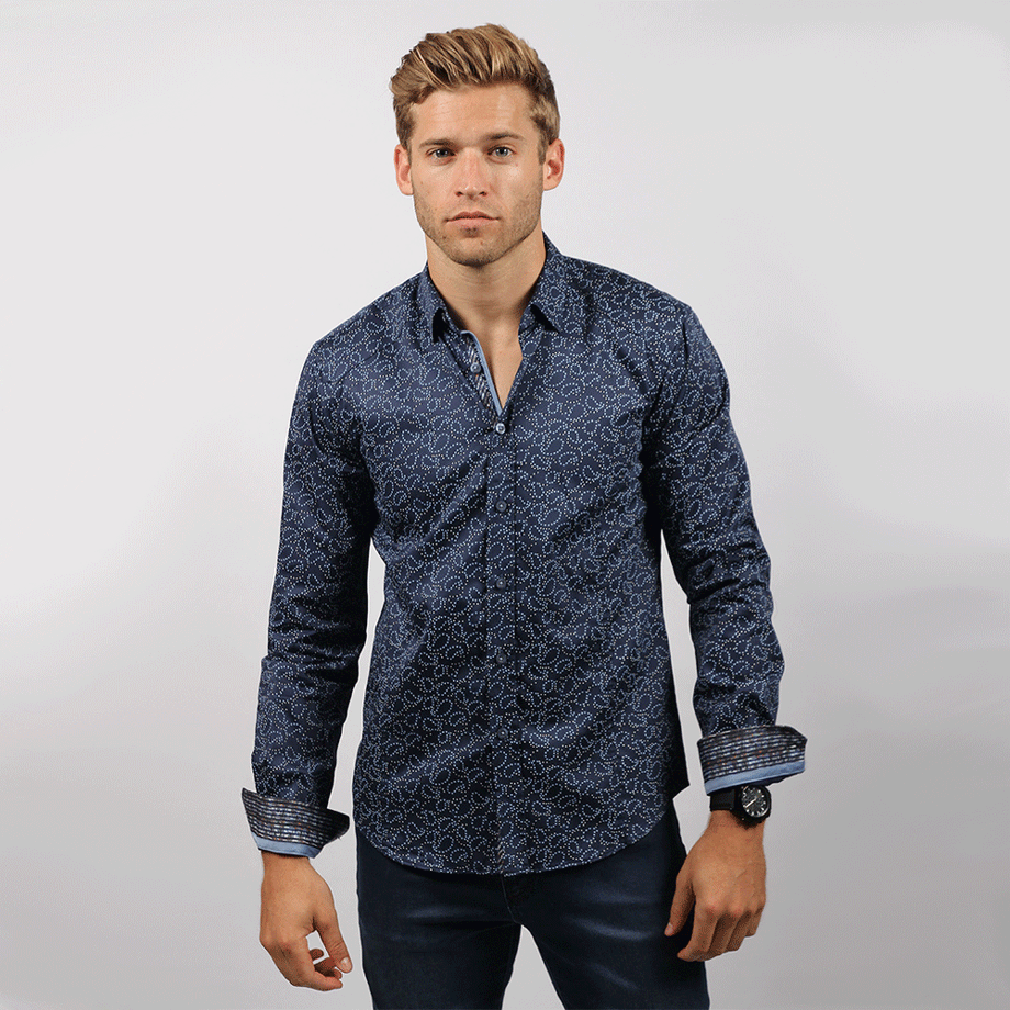 navy paisley shirt