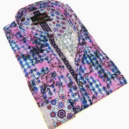 Lilac Button Down Print Shirt Long Sleeve Button Down EightX   