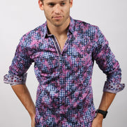 Lilac Button Down Print Shirt Long Sleeve Button Down EightX   
