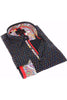 Navy Button Down Print W/Trim Long Sleeve Button Down EightX   