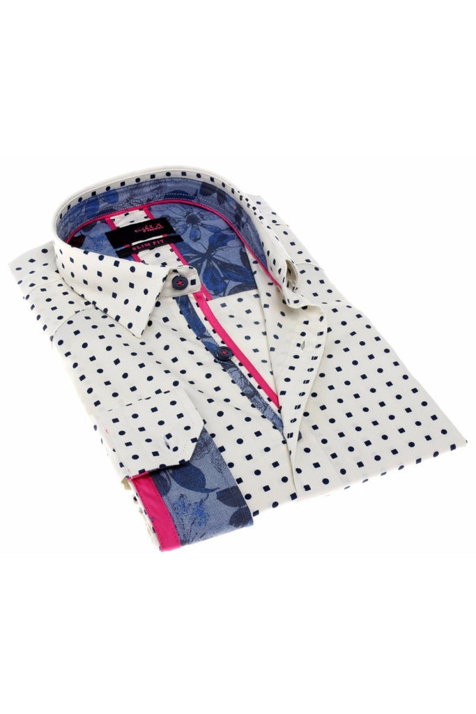 Beige Button Down Print Shirt W/Print Long Sleeve Button Down EightX   